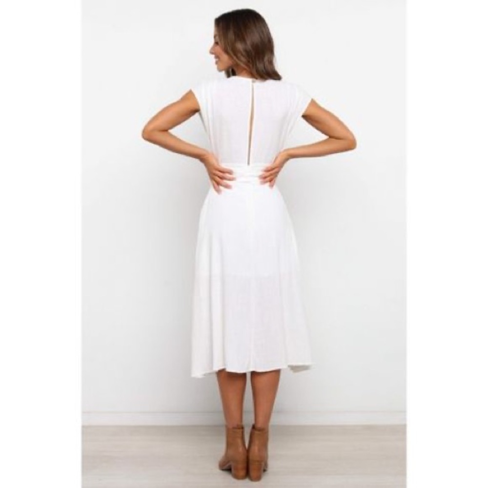 Petal & Pup White Midi Dress with Waist Tie - Picture 5 of 9
